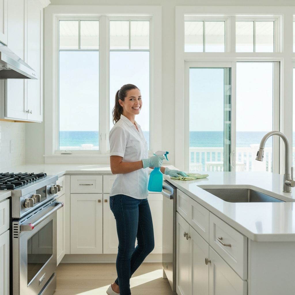 Professional cleaner at work in a Beaufort home