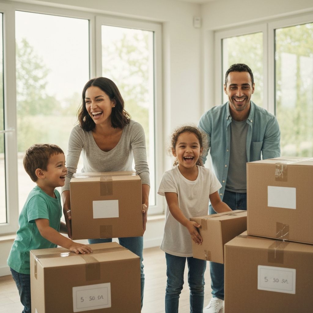 Family moving into clean home