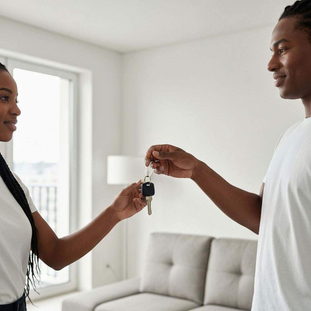 Handing over keys to clean apartment